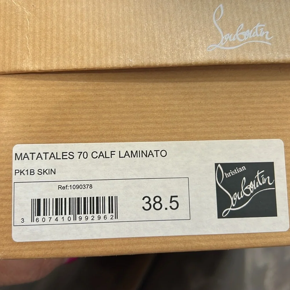 Christian Louboutin Light Gold Matatales 70 Peep Toe Wedges, size 38.5